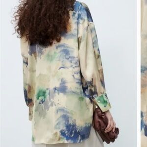 Zara Artistic Blue and Green Blouse